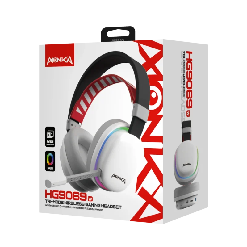 Monka Echo HG9069W Wireless Gaming Headset – RGB, Noise-Canceling Mic for PS5/PC - Image 2